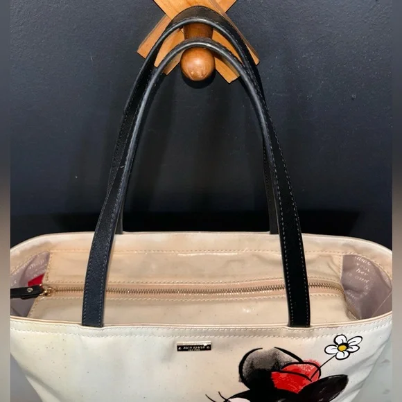 Kate Spade x Disney Minnie Mouse Francis Womens Tote Bag Cream Storybook lining - Picture 3 of 16